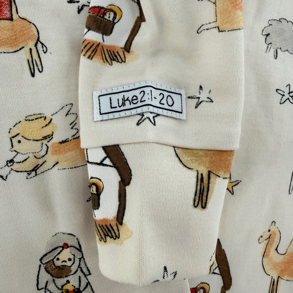 Holy Pals Kids Nativity Scene Pajama Set Cream Cotton Christmas Luke NWT Size 2 - Picture 5 of 5